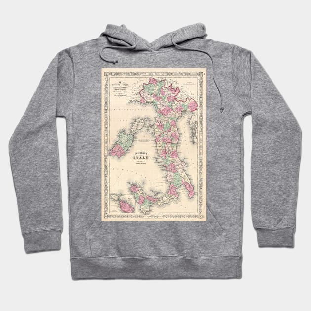 Vintage Map of Italy (1864) Hoodie by Bravuramedia